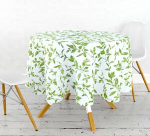 Ervi bavlnený obrus na stôl okrúhly - Zelené listy