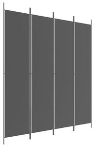 4-panelový paraván čierny 200x220 cm látkový