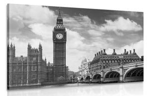Obraz Big Ben v Londýne v čiernobielom prevedení - 90x60