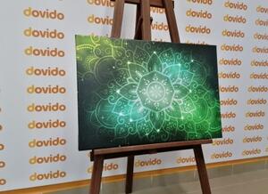 Obraz Mandala s galaktickým pozadím v odtieňoch zelenej - 60x40