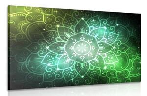 Obraz Mandala s galaktickým pozadím v odtieňoch zelenej - 120x80