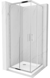 Mexen Rio štvorcová sprchová kabína 90 x 90 cm, transparentnéné, chrómová + závesný bidet Flat, biela- 860-090-090-01-00-4010