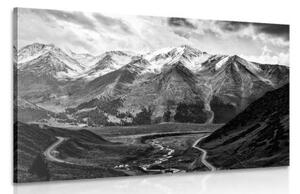 Obraz nádherná horská panoráma v čiernobielom prevedení - 120x80