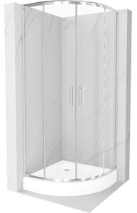Mexen Rio sprchový kút polokruhový 90 x 90 cm, transparentný, chróm + sprchová vanička Rio, biela - 863-090-090-01-00-4710