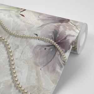 Samolepiaca tapeta krásna ľalia s perlami - 300x200