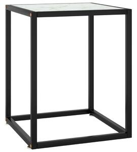 Konferenčný stolík, čierny, biele mramorové sklo 40x40x50 cm