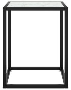 Konferenčný stolík, čierny, biele mramorové sklo 40x40x50 cm