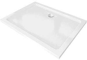Mexen Flat obdĺžniková sprchová vanička slim 80 x 70 cm, biela, sifon chromový- 40107080