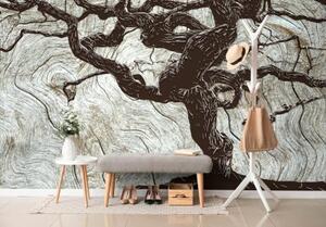 Samolepiaca tapeta abstraktný strom na dreve - 300x200