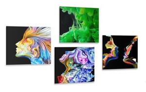 Set obrazov pestrofarebná abstrakcia - 4x 40x40