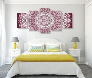 5-dielny obraz Mandala harmónie na ružovom pozadí - 100x50