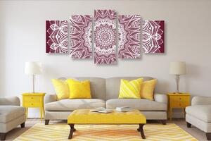 5-dielny obraz Mandala harmónie na ružovom pozadí - 100x50