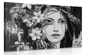 Obraz originálna maľba ženy v čiernobielom prevedení - 60x40