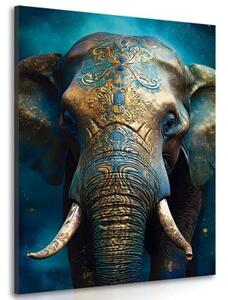 Obraz modro-zlatý slon - 40x60