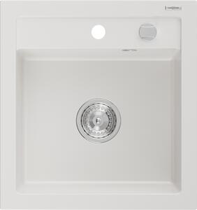 Mexen Vito granitový jednokomorový drez 520 x 490 mm, biela- 6503521000-20