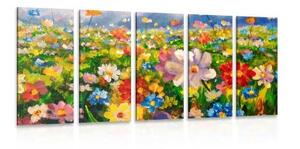 5-dielny obraz olejomaľba lúčne kvety - 100x50