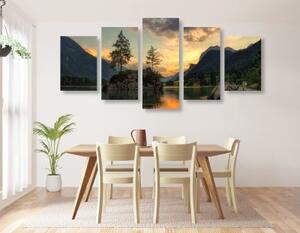 5-dielny obraz horská krajina pri jazere - 100x50