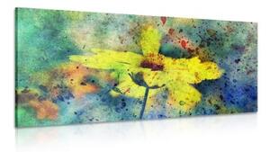 Obraz žltý kvet s vintage nádychom - 100x50