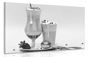 Obraz mliečny koktail v čiernobielom prevedení - 90x60