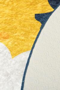 Conceptum Hypnose Detský okrúhly koberec Moon 140 cm modrý/žltý