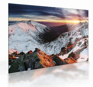 Sklenený obraz - Zimná horská panoráma (70x50 cm)
