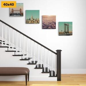 Set obrazov miest v jemných farbách - 4x 40x40