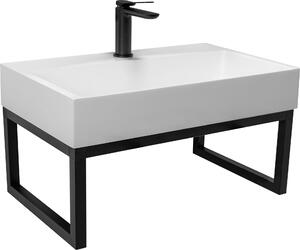 Konglomerátové umývadlo na dosku REA GOYA WHITE + konzola 60