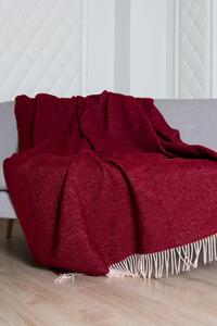 Luxusná deka z novozélandskej vlny vínová červená 140x200 cm