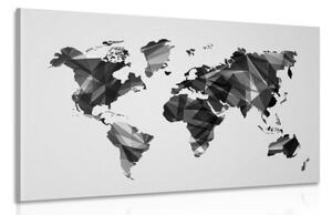 Obraz mapa sveta v dizajne vektorovej grafiky v čiernobielom prevedení - 90x60