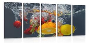 5-dielny obraz ovocie vo vode - 100x50
