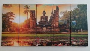 5-dielny obraz socha Budhu v parku Sukhothai - 100x50