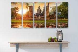 5-dielny obraz socha Budhu v parku Sukhothai - 100x50