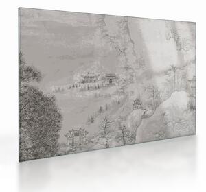 Sklenený obraz - Čínska krajina (70x50 cm)