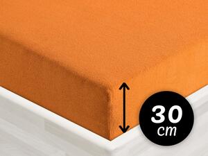 Froté napínacie prestieradlo na vysoký matrac FR-006 Oranžové 80 x 200 - výška 30 cm