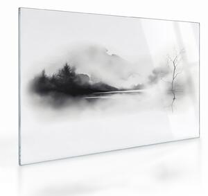Sklenený obraz - Atramentová maľba krajiny (70x50 cm)