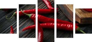 5-dielny obraz doska s chili papričkami - 100x50