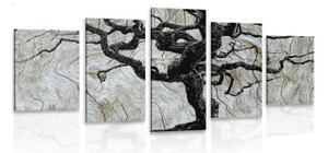 5-dielny obraz abstraktný strom na dreve - 100x50