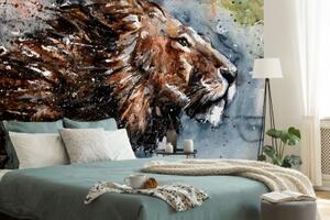 Samolepiaca tapeta kráľ zvierat v akvareli - 225x150