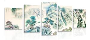 5-dielny obraz čínska krajinomaľba - 100x50