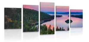 5-dielny obraz jazero pri západe slnka - 200x100
