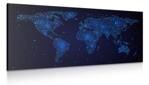 Obraz mapa sveta s nočnou oblohou - 100x50