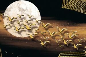 Obraz prelet vtáctva počas splnu mesiaca - 60x40