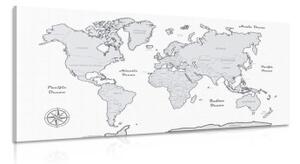 Obraz nádherná čiernobiela mapa sveta - 100x50