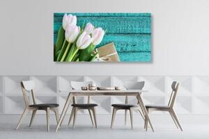 Obraz kytica tulipánov a obálka - 100x50
