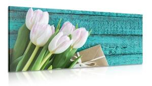 Obraz kytica tulipánov a obálka - 100x50