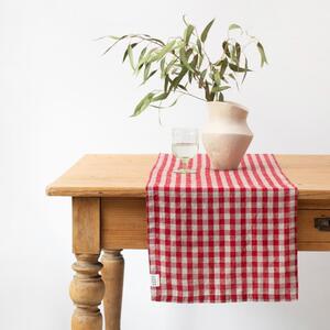 Ľanový behúň na stôl 40x200 cm Red Gingham – Linen Tales
