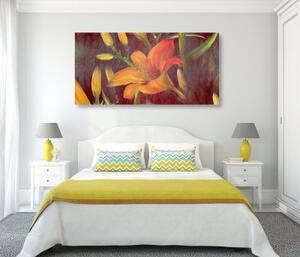 Obraz rozkvet oranžovej ľalie - 100x50
