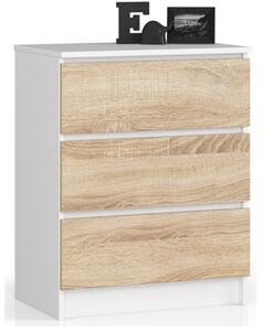 Komoda K60 3SZ CLP biela / sonoma