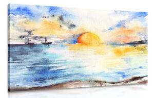 Obraz žiarivý západ slnka pri mori - 120x80