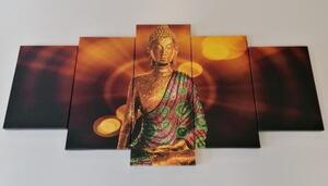 5-dielny obraz socha Budhu s abstraktným pozadím - 100x50